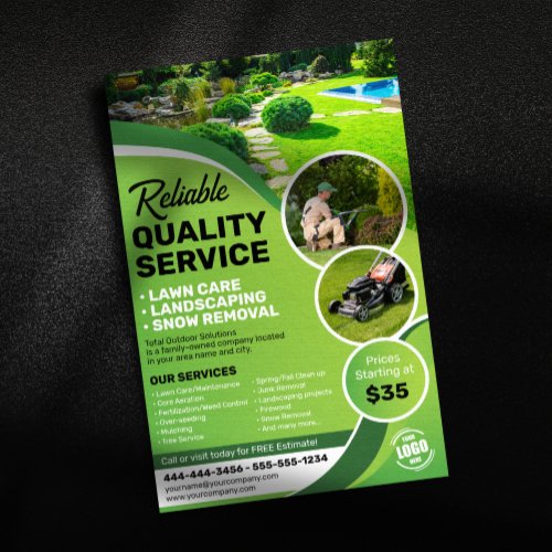 Lawn Care Landscaping Mowing Snow Removal Trimming Flyer