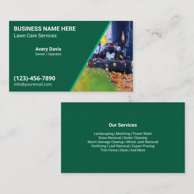 Lawn Care Landscaping Mowing Yard Work Grass Business Card (Front/Back)