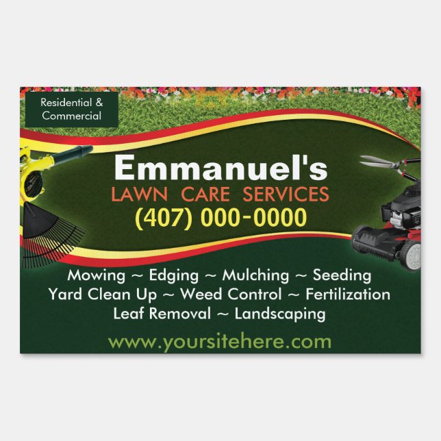 Lawn Care Landscaping Outdoor Yard Sign (Front)