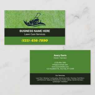 Lawn Care & Landscaping Professional Grass Mowing Business Card