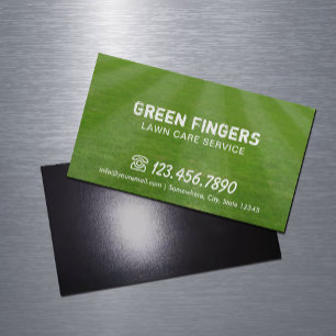 Lawn Care & Landscaping Professional Green Field Business Card Magnet