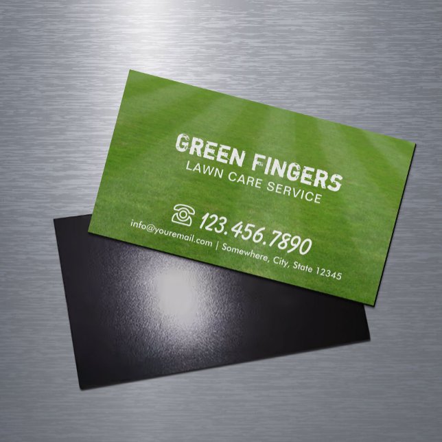 Lawn Care & Landscaping Professional Green Field Business Card Magnet (Creator Uploaded)