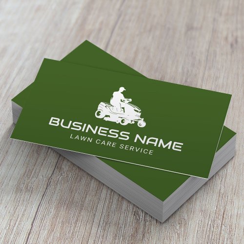 Lawn Care  Landscaping Riding Mower Plain Green Business Card