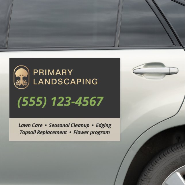 Lawn Care Landscaping  Rooted Tree Car Magnet (In Situ)