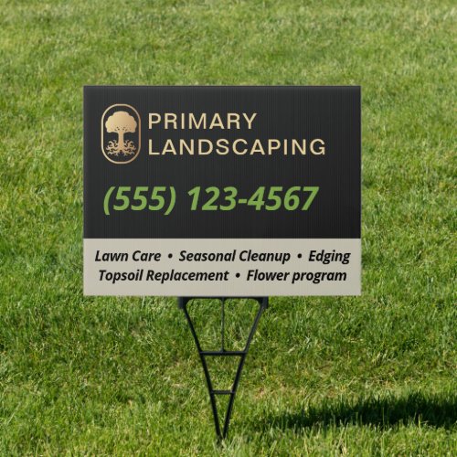 Lawn Care Landscaping  Rooted Tree Sign