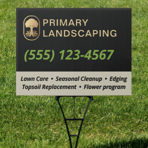 Lawn Care Landscaping Rooted Tree Sign