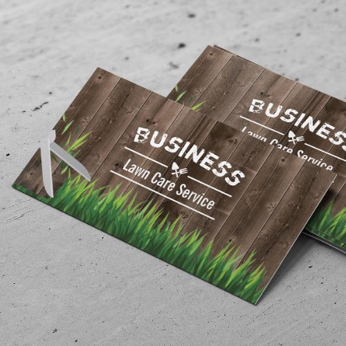 Lawn Care  Landscaping Service Barn Wood Business Card