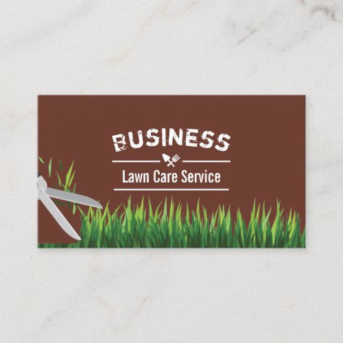 Lawn Care  Landscaping Service Brick Red Business Card