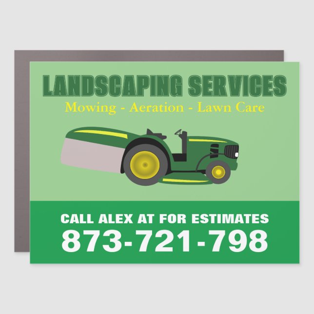 Lawn Care & Landscaping Service Car Magnet (Front)