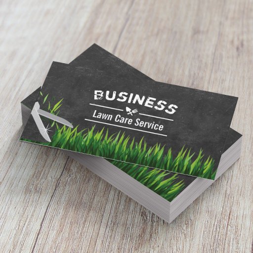 Customizable Lawn Care & Landscaping Service Chalkboard Business Card