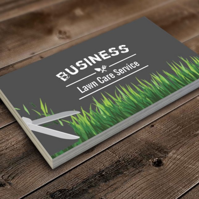Lawn Care & Landscaping Service Dark Gray Business Card (Creator Uploaded)