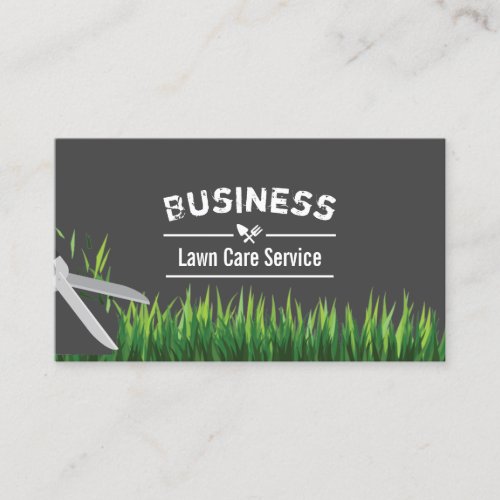 Lawn Care  Landscaping Service Dark Gray Business Card
