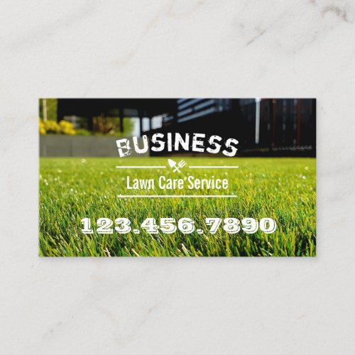 Lawn Care & Landscaping Service Grass Field Business Card
