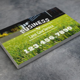 Lawn Care &amp; Landscaping Service Grass Field Business Card