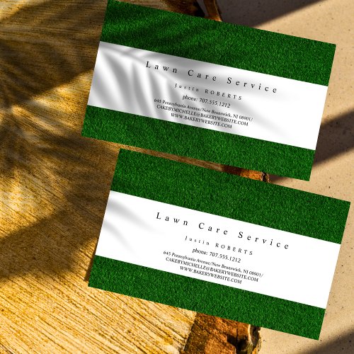 Lawn Care  Landscaping Service Grass Field green Business Card