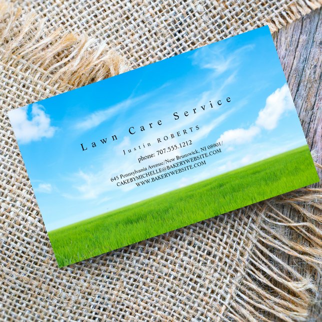Lawn Care  Landscaping Service Grass Field green Business Card (Creator Uploaded)