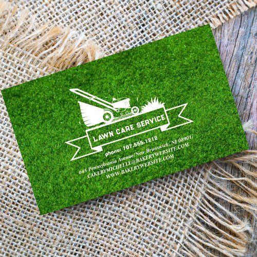 Lawn Care  Landscaping Service Grass Field green Business Card