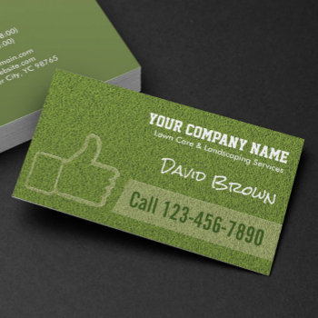 Lawn Care Landscaping Service Grass Thumbs Up  Business Card by BlackEyesDrawing at Zazzle