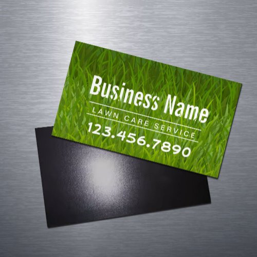 Lawn Care  Landscaping Service Green Grass Magnetic Business Card