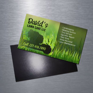 Lawn Care & Landscaping Service Greens Mower Business Card Magnet