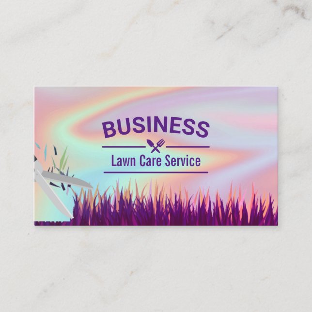 Lawn Care & Landscaping Service Holographic Business Card (Front)