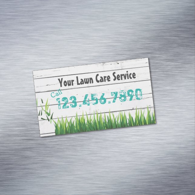 Lawn Care & Landscaping Service Magnetic Business Card (In Situ)