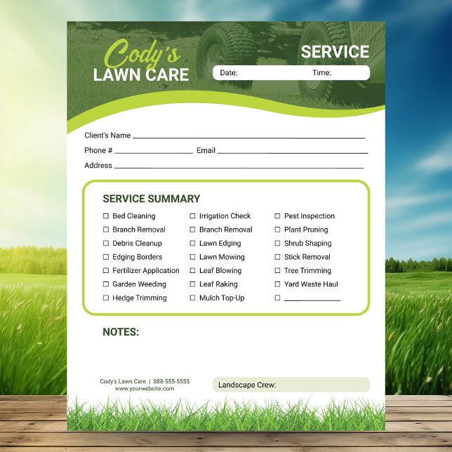 Lawn Care Landscaping Service Maintenance Form Notepad (Creator Uploaded)