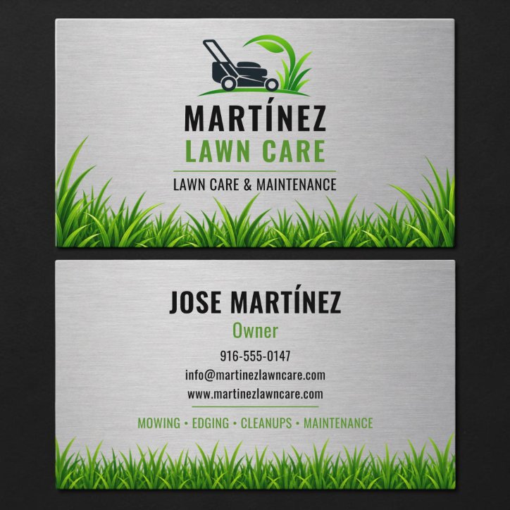 Lawn Care Landscaping Service Metal Business Card
