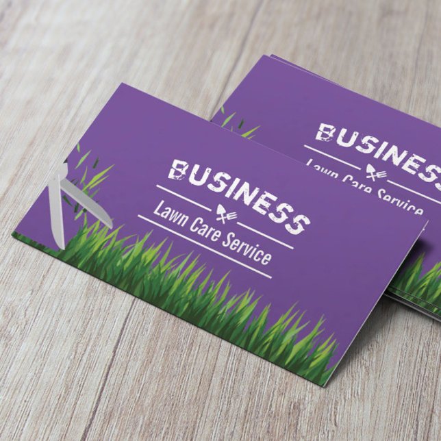Lawn Care & Landscaping Service Modern Purple Business Card (Creator Uploaded)