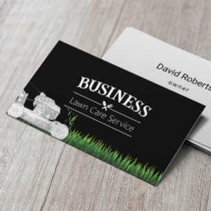 Lawn Care Landscaping Service Modern Silver Mower Business Card