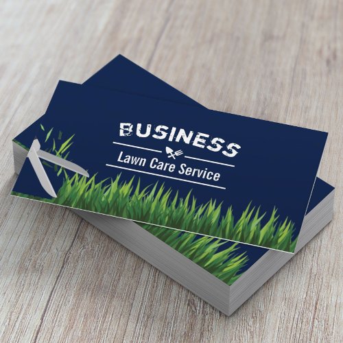Lawn Care  Landscaping Service Navy Blue Business Card