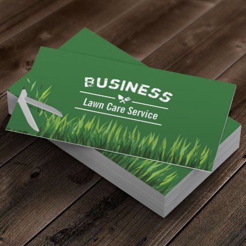 Lawn Care  Landscaping Service Plain Green Business Card