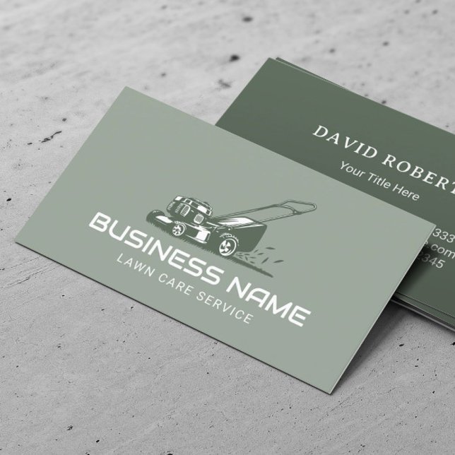 Lawn Care & Landscaping Service Plain Sage Green Business Card (Creator Uploaded)