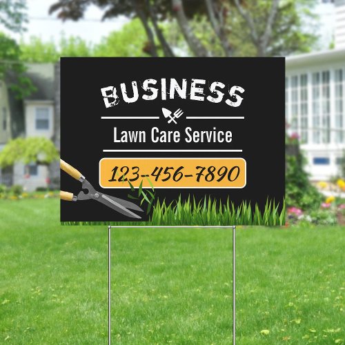 Lawn Care  Landscaping Service Professional Black Sign