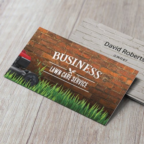 Lawn Care  Landscaping Service Red Bricks Business Card