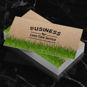 Lawn Care & Landscaping Service Rustic Kraft Business Card