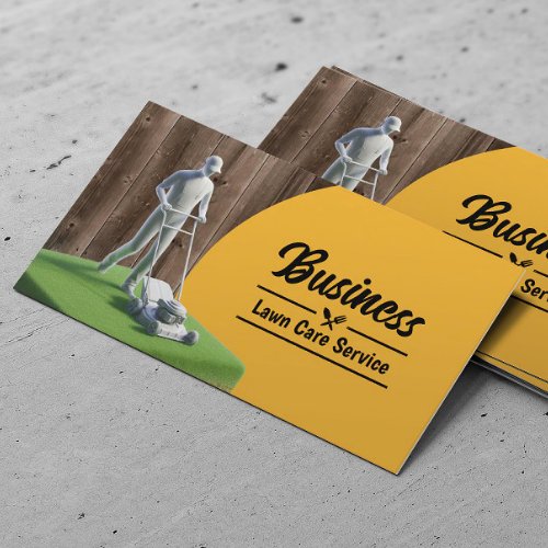 Lawn Care  Landscaping Service Rustic Wood Business Card