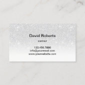 Lawn Care & Landscaping Service Silver Glitter Business Card (Back)