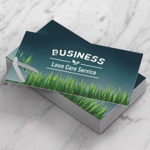Lawn Care  Landscaping Service Teal Ombre Business Card