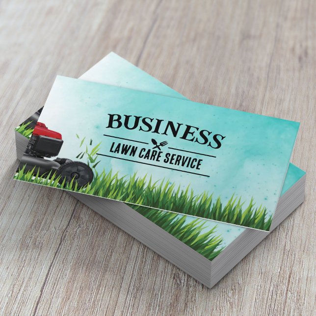 Lawn Care & Landscaping Service Watercolor Business Card (Creator Uploaded)