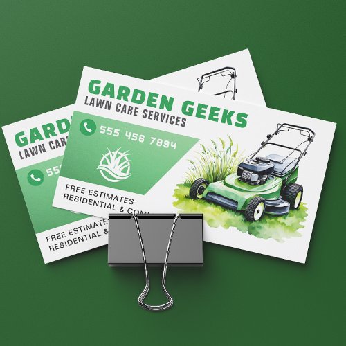 Lawn Care Landscaping Service Watercolor  Business Card