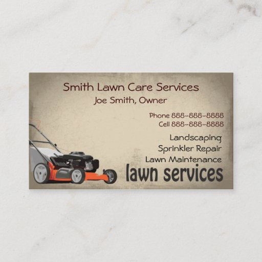 Customizable Lawn Care Landscaping Services Business Card