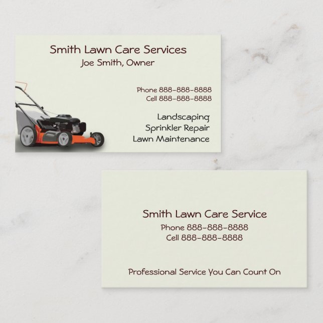 Lawn Care Landscaping Services Business Card (Front/Back)