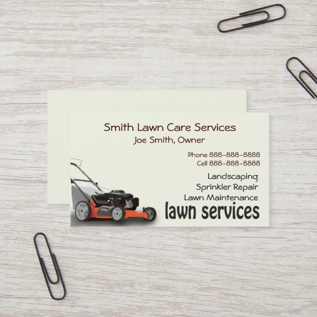 Lawn Care Landscaping Services Business Card (Front/Back In Situ)