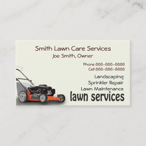 Customizable Lawn Care Landscaping Services Business Card
