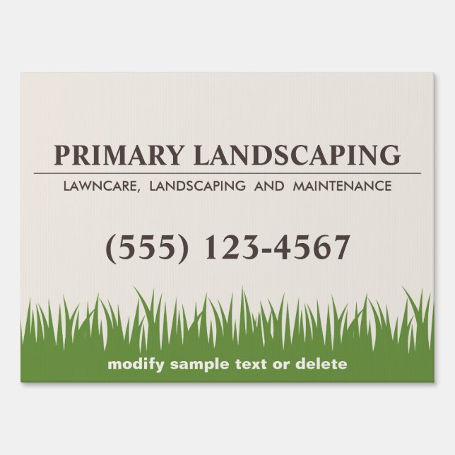 Lawn Care Landscaping Services Grass Business Card Sign (Front)
