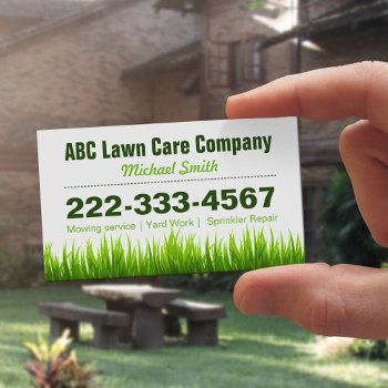 Lawn Care Landscaping Services Green Grass Style Business Card Magnet by CardHunter at Zazzle