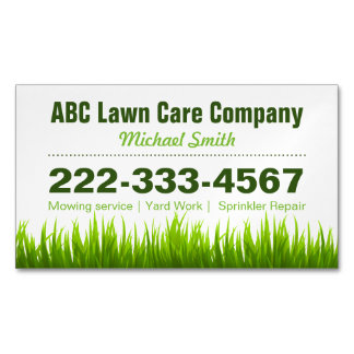 Lawn Care Landscaping Services Green Grass Style Business Card Magnet