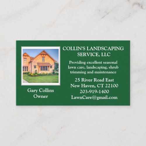 Lawn Care Landscaping Services Photo Business Card