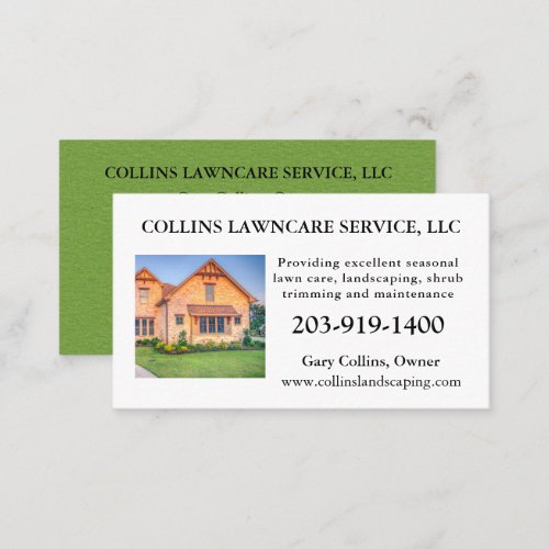 Lawn Care Landscaping Services Photo Business Card